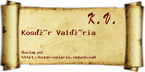Kosár Valéria névjegykártya