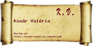 Kosár Valéria névjegykártya