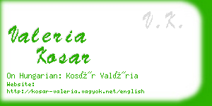 valeria kosar business card